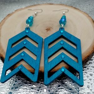 Wood turquoise earrings